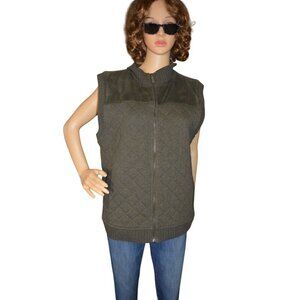 Liz Claiborne Army Green Quilted Ribbed Vest Mens Size Large Cabincore Gorpcore